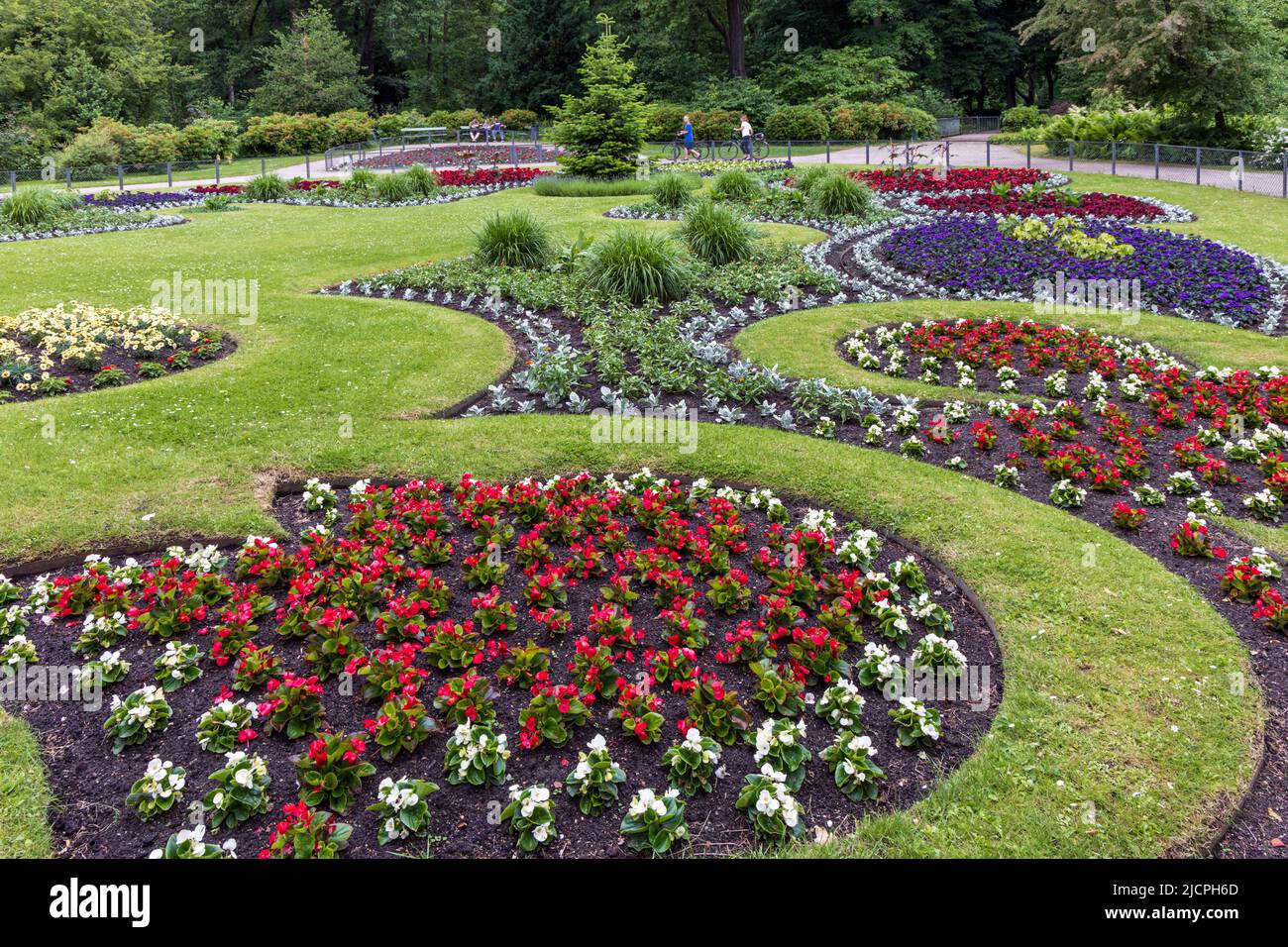 Parterres fleuris au parc Tiergarten, le plus grand parc de Berlin, Allemagne, Allemagne, Allemagne, Europe Banque D'Images