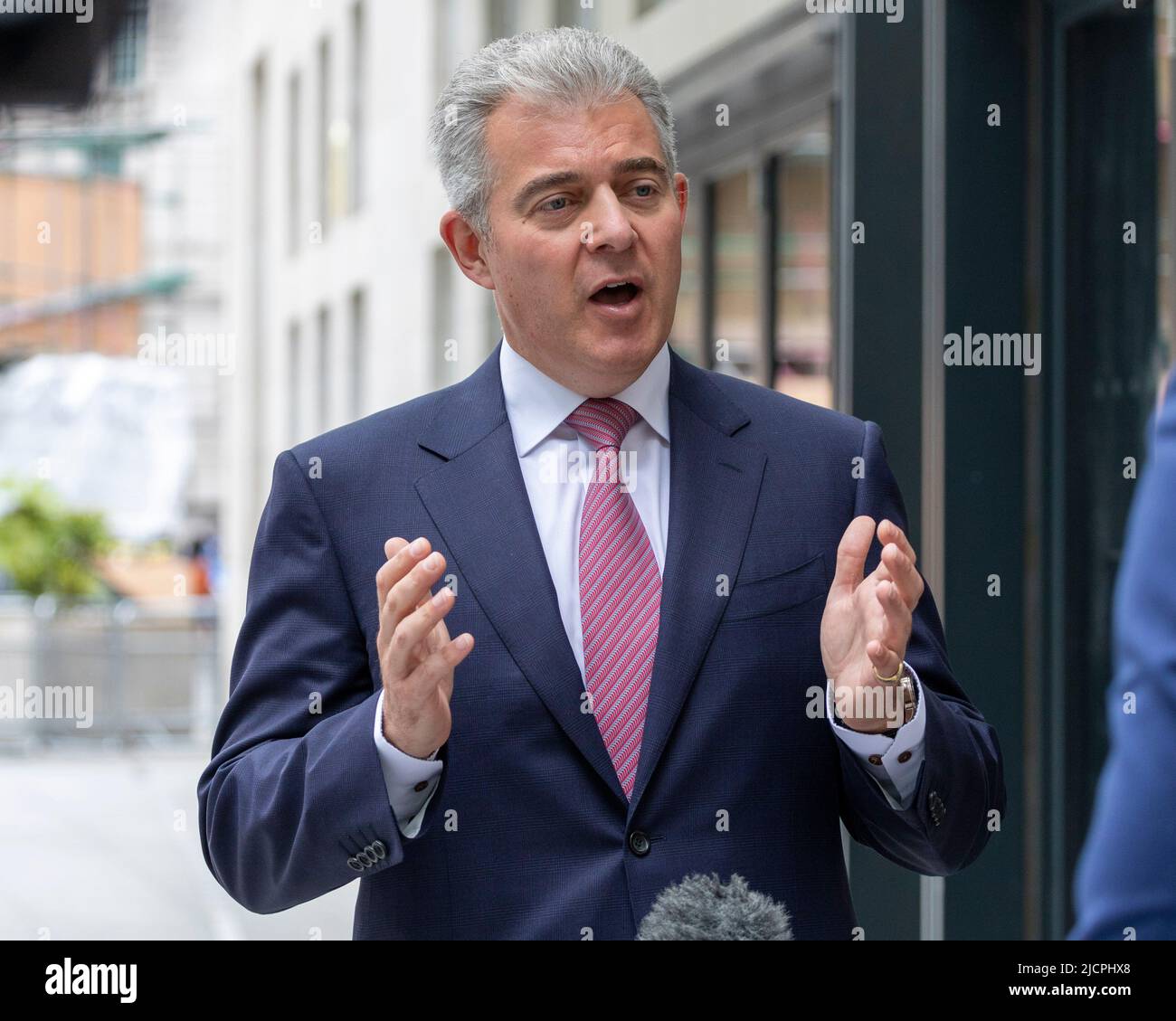 Brandon Lewis reçoit des interviews à BBC Broadcasting House à Langham place. Photo prise le 12th juin 2022. © Belinda Jiao jiao.bilin@gmail.com 07598 Banque D'Images