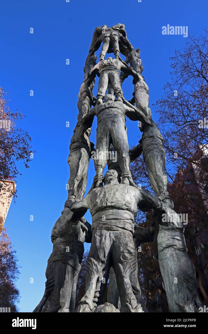 Castellers Monument, sculpté par Francesc angles i Garcia, Tarragone, Banque D'Images