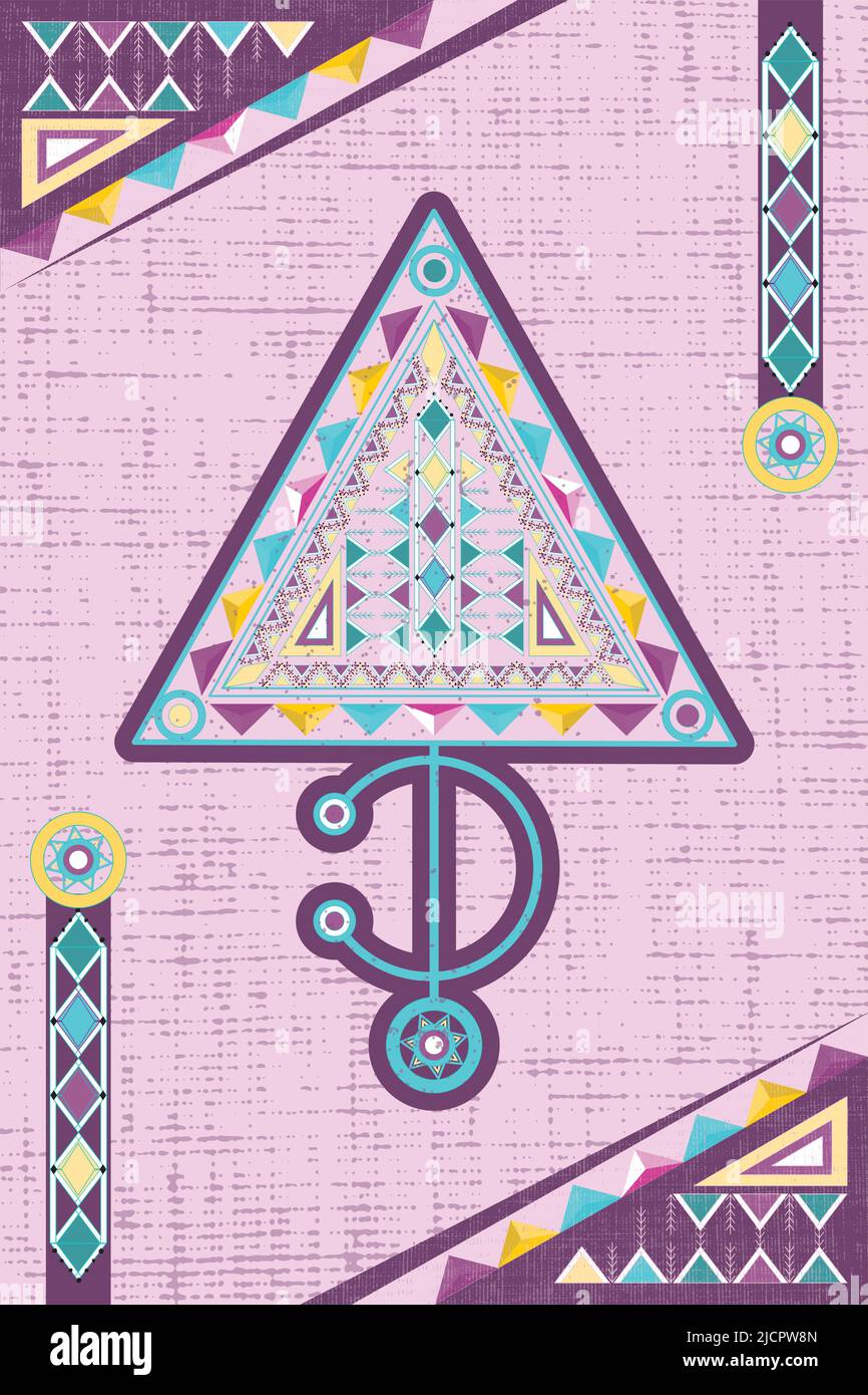 Affiche Illustration du vecteur de motif Tazerzit. Le symbole des bijoux berbères marocains. Fibula de la culture amazigh. culture nord-africaine. Illustration de Vecteur