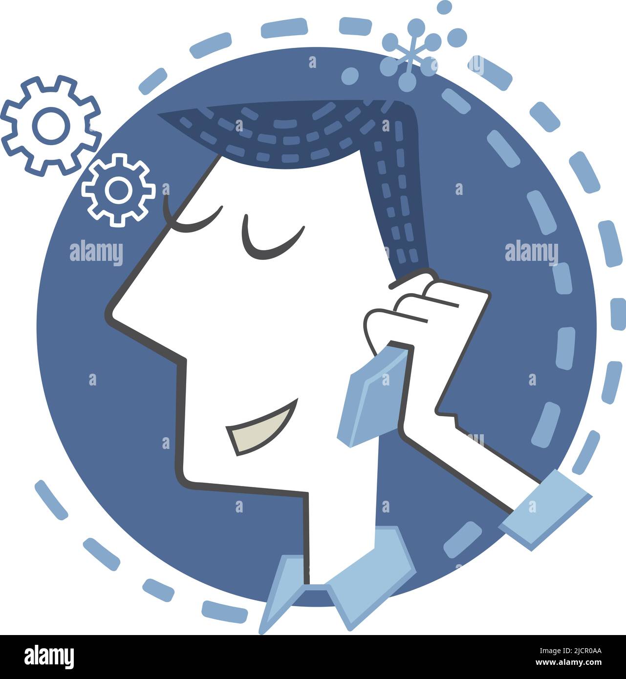 Homme souriant parlant au téléphone. Bannière de style rétro avec un jeune homme parlant sur son téléphone mobile. Illustration de Vecteur