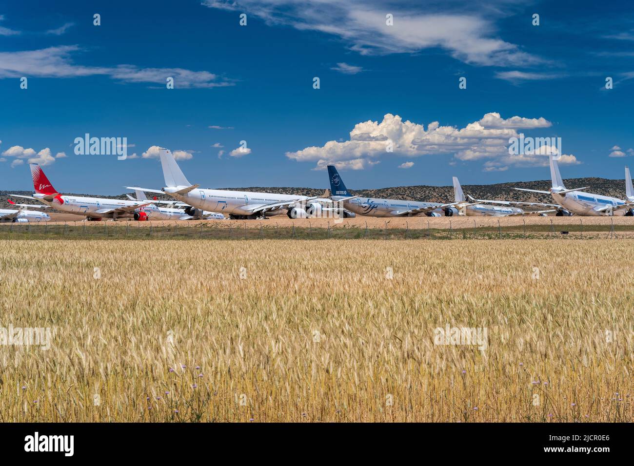 Avions stockés à l'aéroport de Teruel Storage, Teruel, Aragon, Espagne Banque D'Images