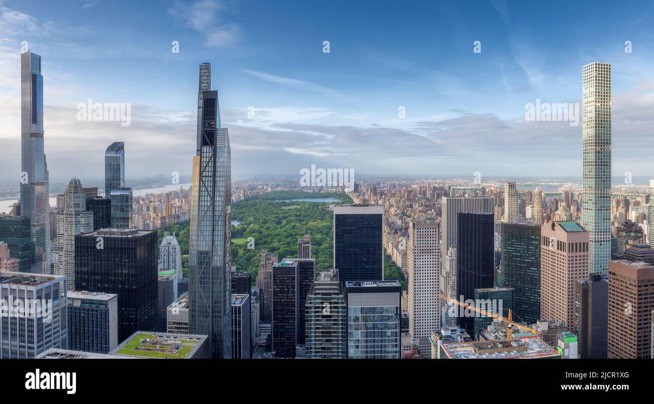 La ville de New York, Central Park et le gratte-ciel au coucher du soleil. Banque D'Images La ville de New York, Central Park et le gratte-ciel au coucher du soleil. Banque D'Images