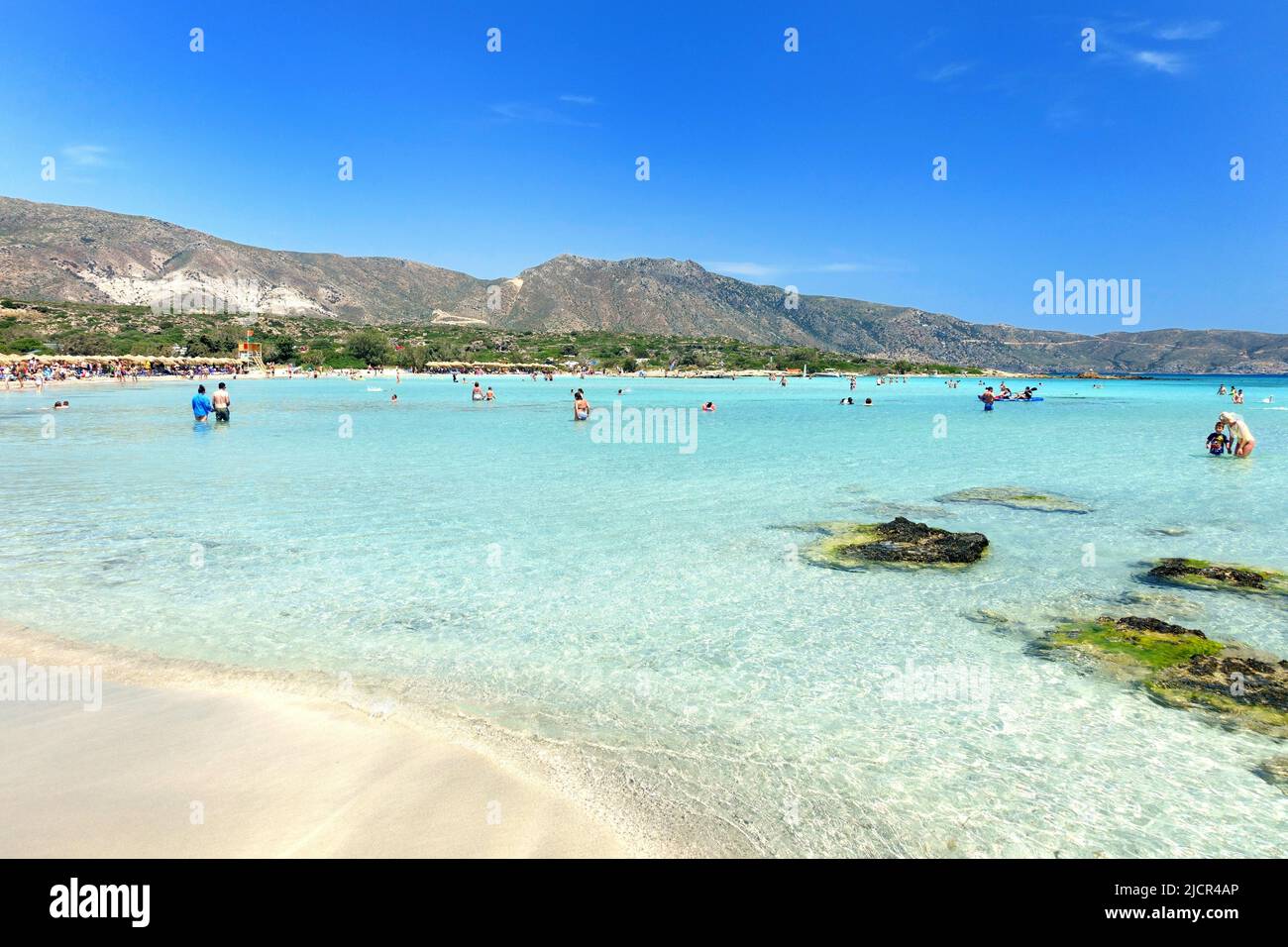 La célèbre plage Elafonissi, Crète, Grèce Banque D'Images