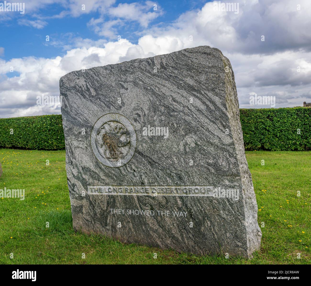 Doune, Perthshire, Écosse – Mémorial du WW2 long Range Desert Group, au David Stirling Memorial Banque D'Images