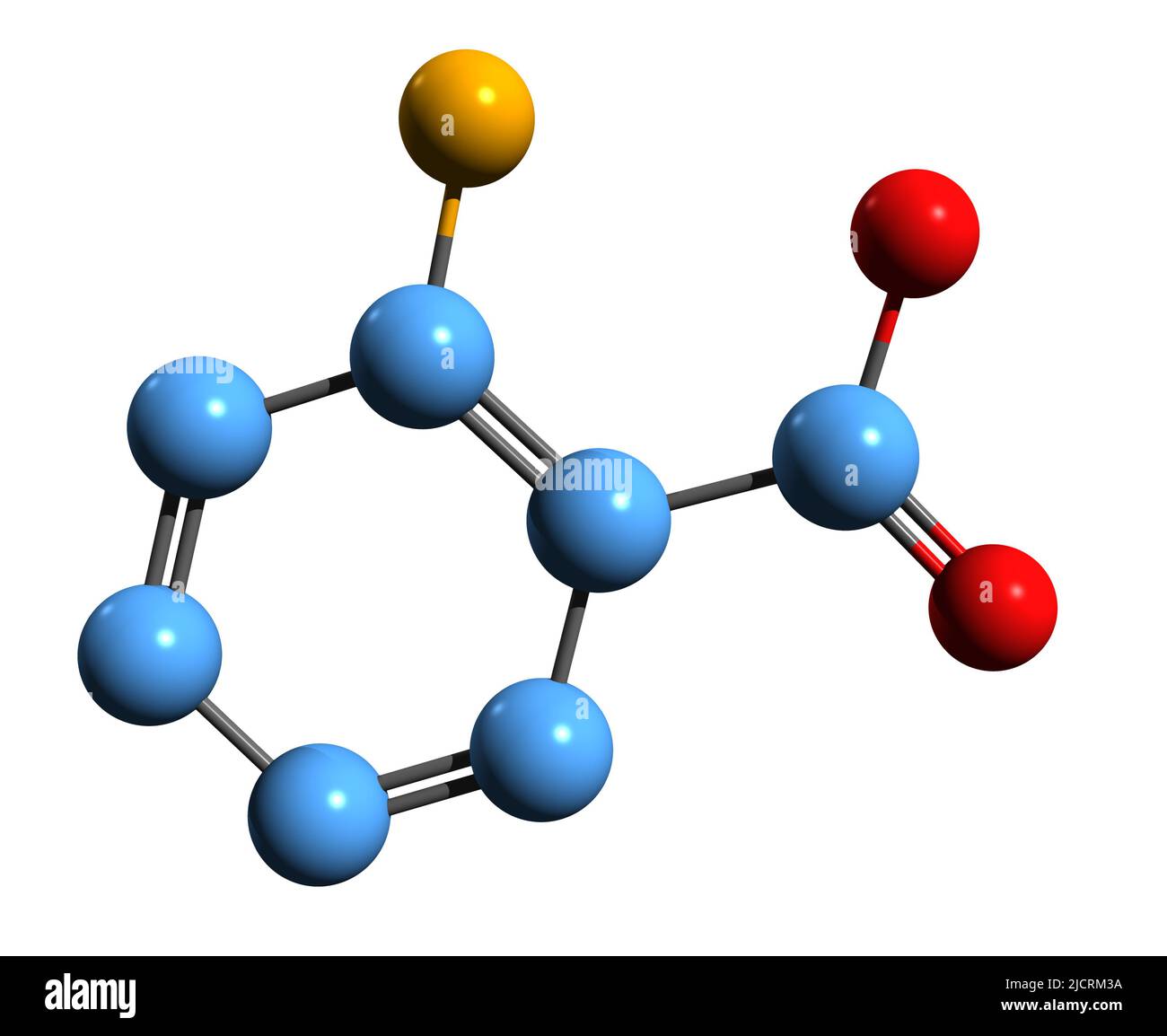 3D image de la formule squelettique de l'acide anthranilique - structure chimique moléculaire de l'acide aromatique isolé sur fond blanc Banque D'Images