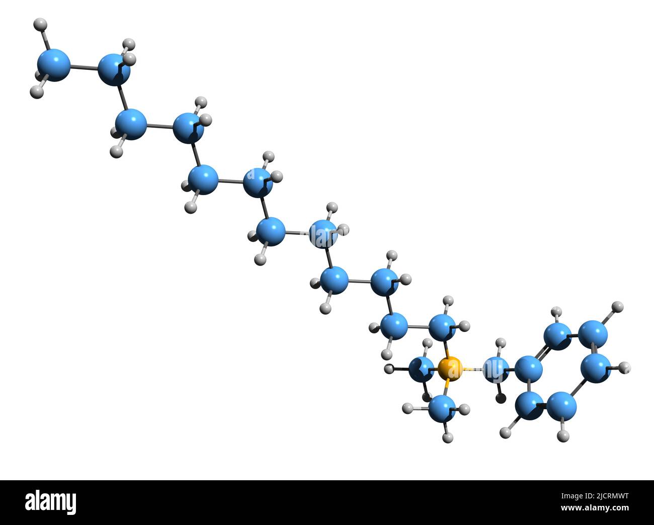 3D image de la formule squelettique du bromure de Benzododecinium - structure chimique moléculaire de l'antiseptique isolé sur fond blanc Banque D'Images