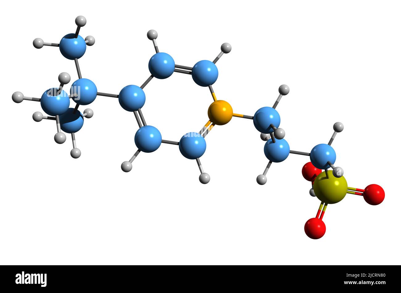 3D image de la formule squelettique du propanesulfonate de butyle piridino - structure chimique moléculaire du surfactant isolé sur fond blanc Banque D'Images