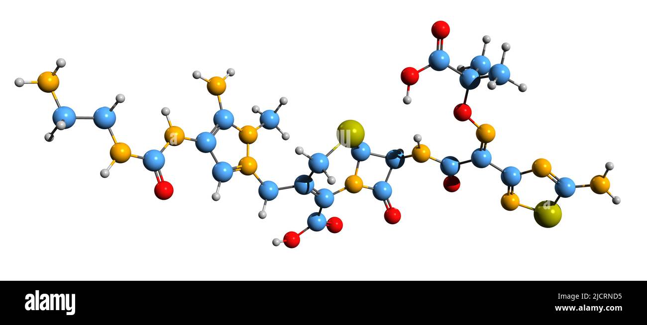 3D image de la formule squelettique Ceftolozane - structure chimique moléculaire du tazobactam isolé sur fond blanc Banque D'Images