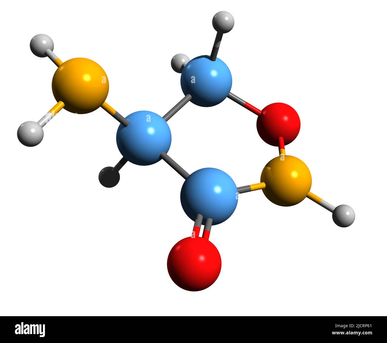 3D image de la formule squelettique de la cyclosérine - structure chimique moléculaire de l'inhibiteur de la transaminase de GABA isolé sur fond blanc Banque D'Images