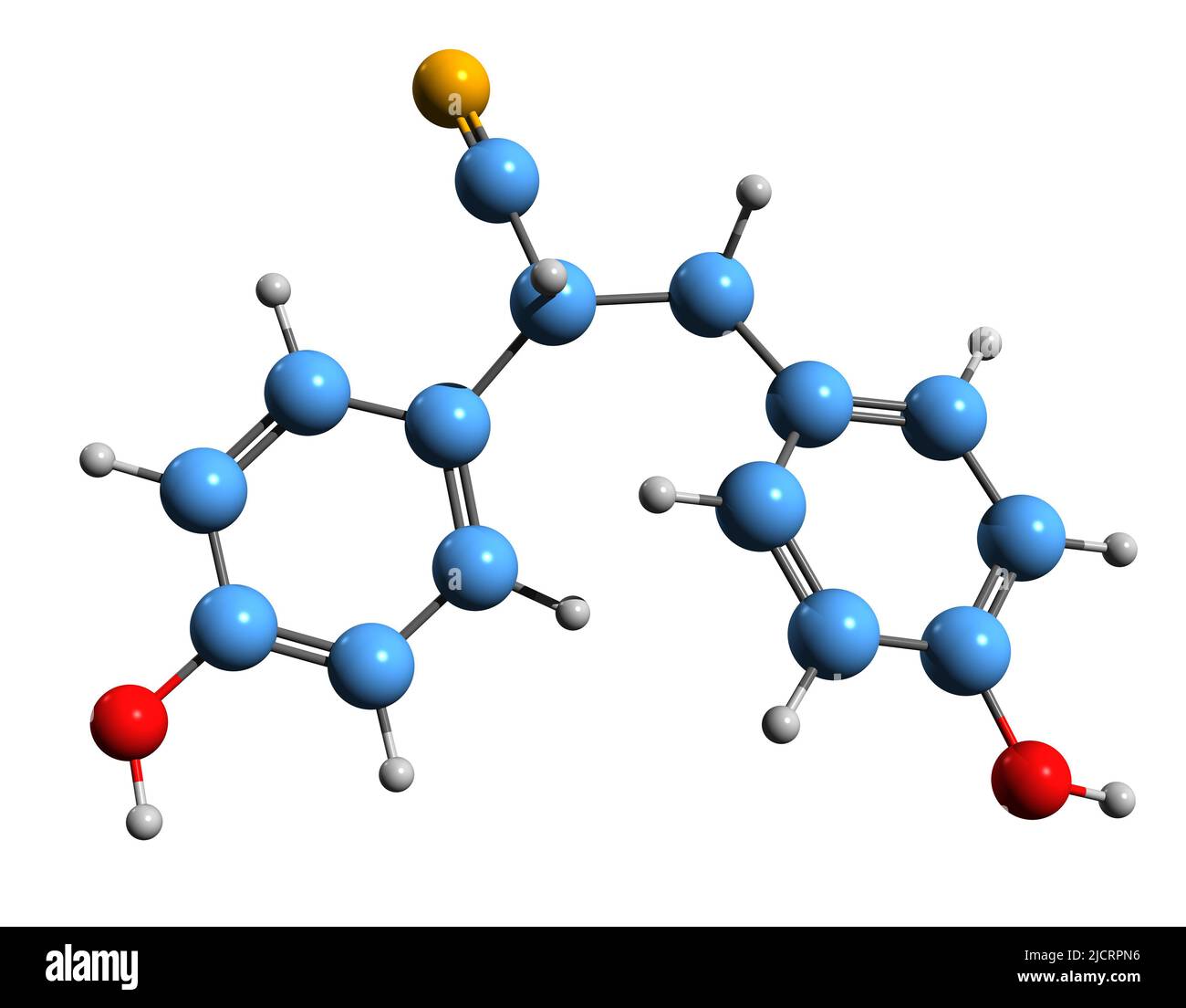 3D image de la formule squelettique de diarylpropionitrile - structure chimique moléculaire du DPN isolé sur fond blanc Banque D'Images