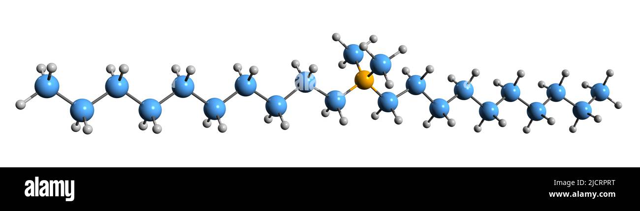 3D image de la formule squelettique de chlorure de didécyldiméthylammonium - structure chimique moléculaire de l'antiseptique isolé sur fond blanc Banque D'Images