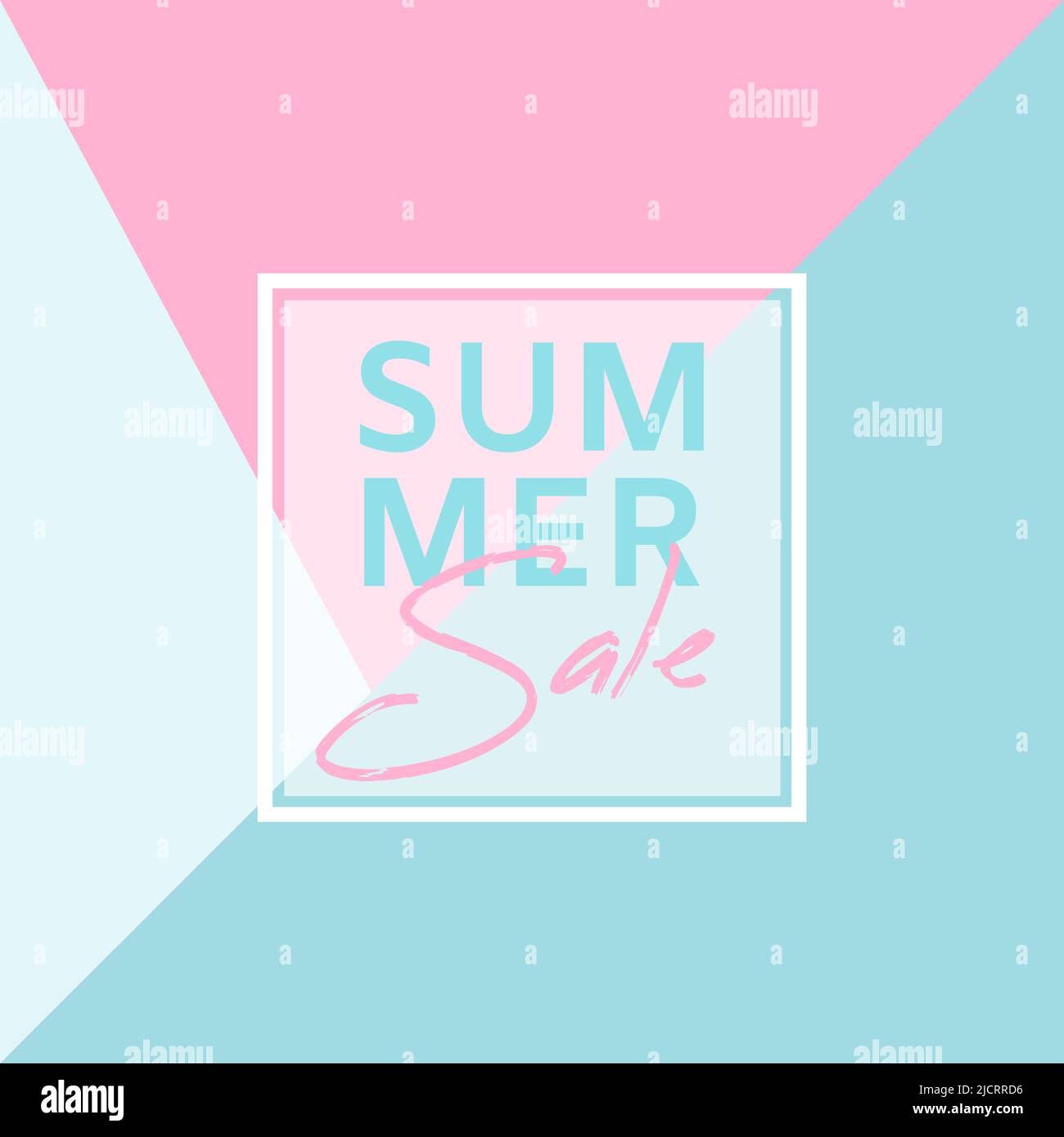 Bannière solde d'été. Phrase de vente d'été sur fond bleu et rose. Illustration vectorielle. Illustration de Vecteur