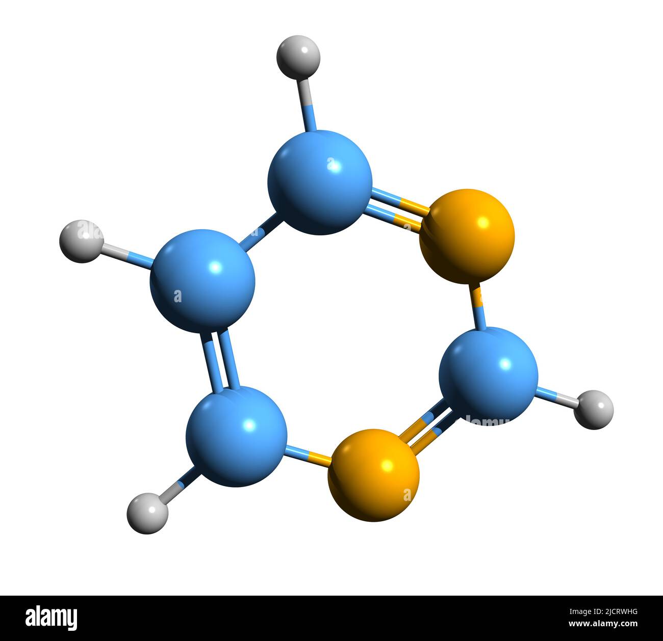 3D image de la formule squelettique pyrimidine - structure chimique moléculaire du Diazabenzène isolé sur fond blanc Banque D'Images