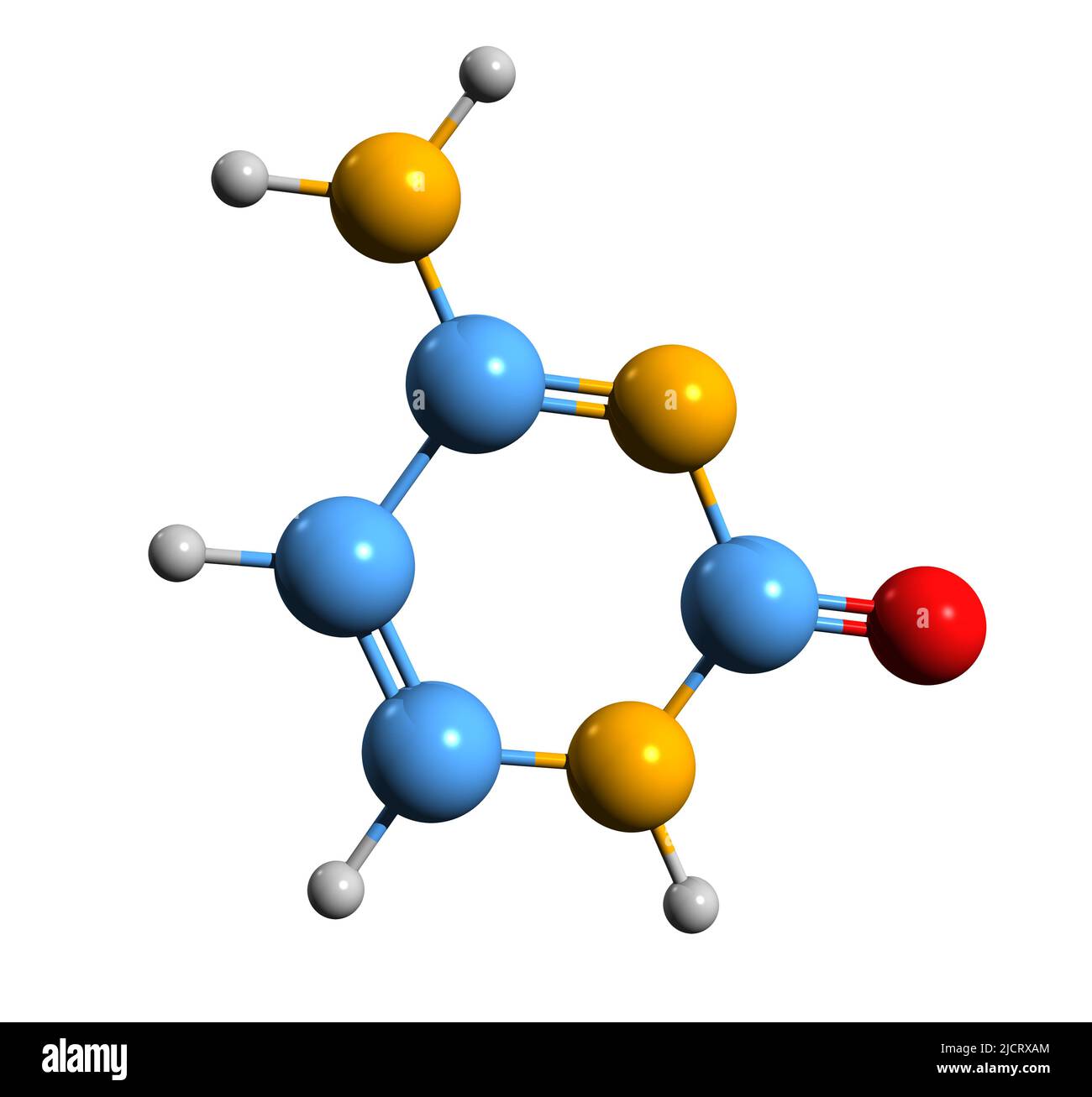 3D image de la formule squelettique de la cytosine - structure chimique moléculaire du dérivé C de la pyrimidine isolé sur fond blanc Banque D'Images
