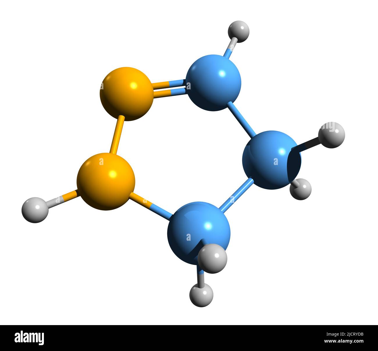 3D image de la formule squelettique de pyrazoline - structure chimique moléculaire de l'hétérocycle C3H6N2 isolé sur fond blanc Banque D'Images