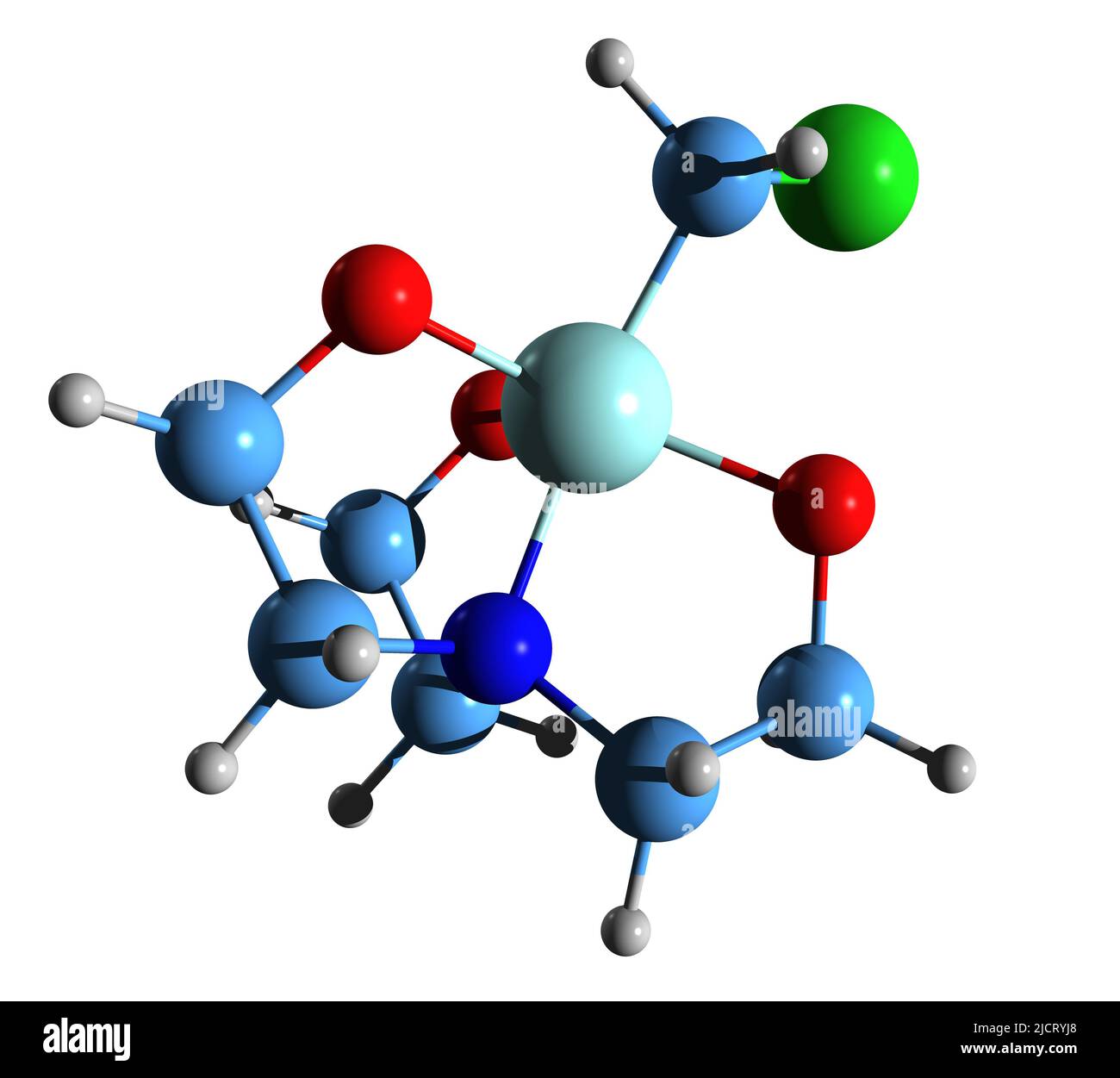 3D image de la formule squelettique du 1-chlorométhyle silatrane - structure chimique moléculaire de l'Atrane isolée sur fond blanc Banque D'Images