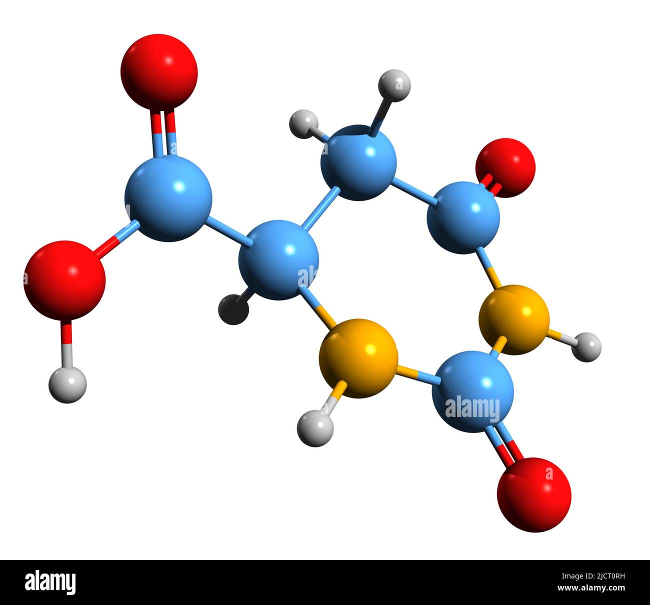 3D image de la formule squelettique de l'acide 4,5-dihydroorotique - structure chimique moléculaire de l'intermédiaire dans la biosynthèse de la pyrimidine isolée sur le dos blanc Banque D'Images