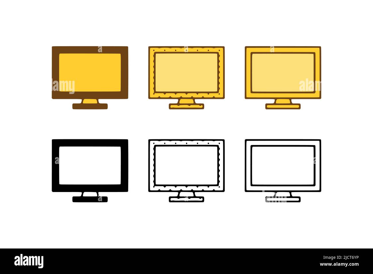 Ensemble vectoriel de moniteurs en forme de doodle sur fond blanc Illustration de Vecteur