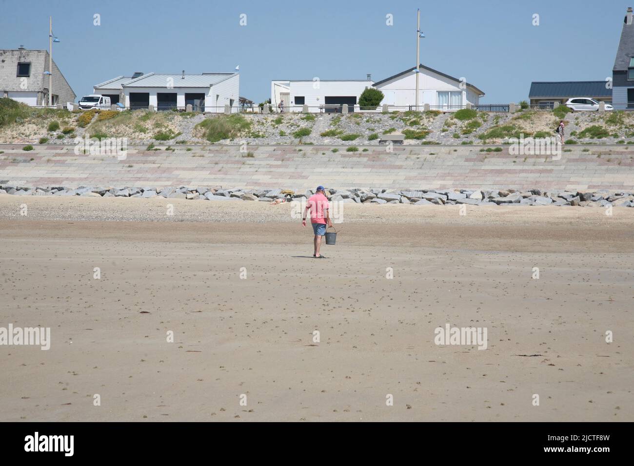 Pirou Plage, Normandie, France, un été chaud Banque D'Images