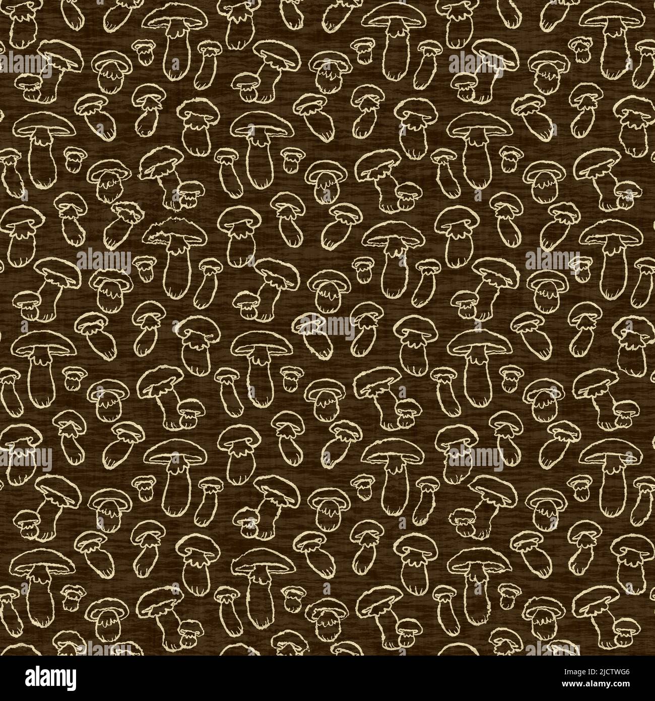 Motif sans couture avec texture effet de lin champignon. Forêt de champignons tissée pour la décoration de pépinière de bois. Papier peint décoratif à imprimé champignons pour enfants. Banque D'Images