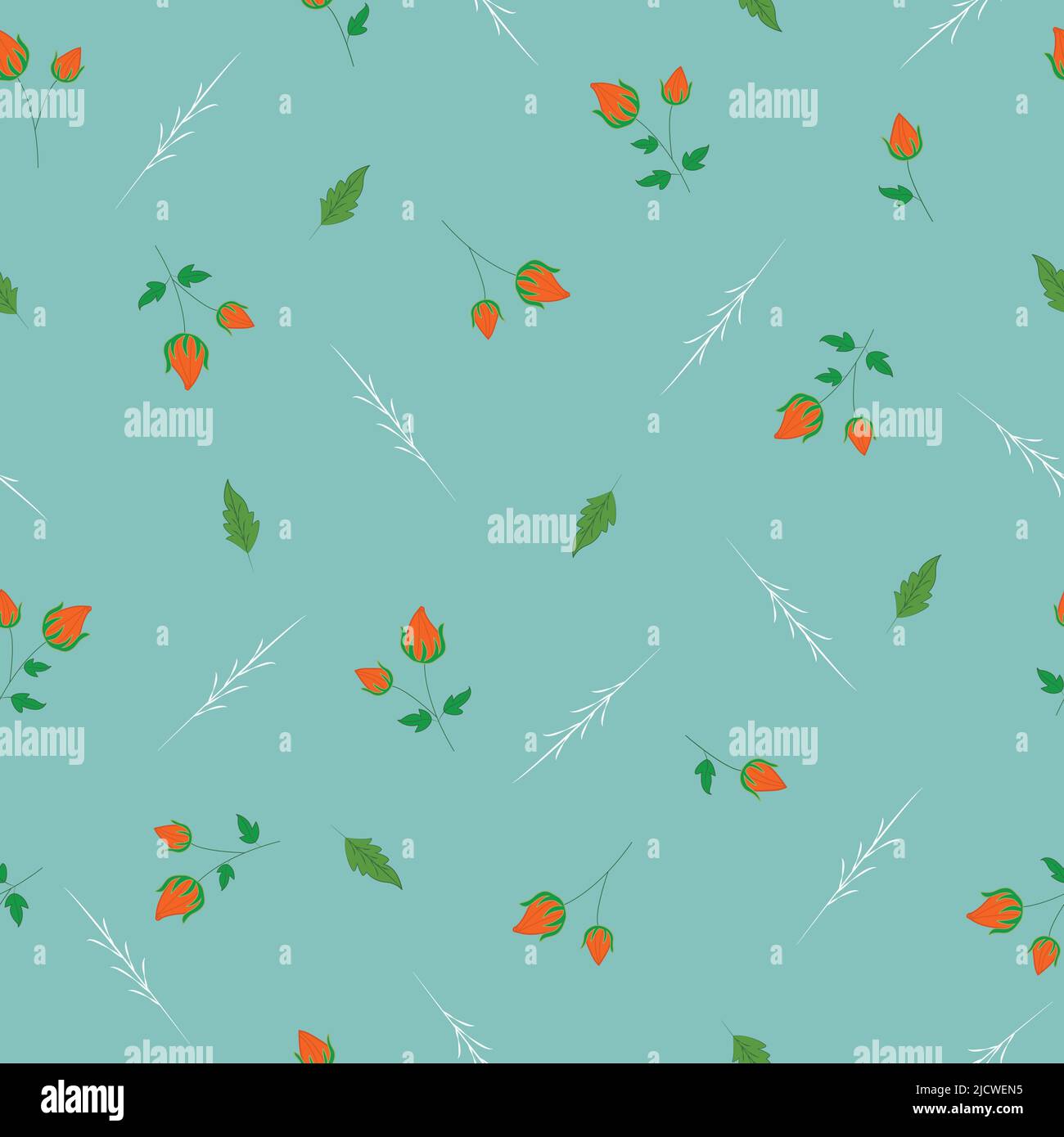 Orange bourgeons ciel bleu arrière-plan joli motif vectoriel pour le textile, les cartes postales, l'emballage et l'emballage.bourre minuscule motif pour un imprimé sur toute la surface du tissu Illustration de Vecteur