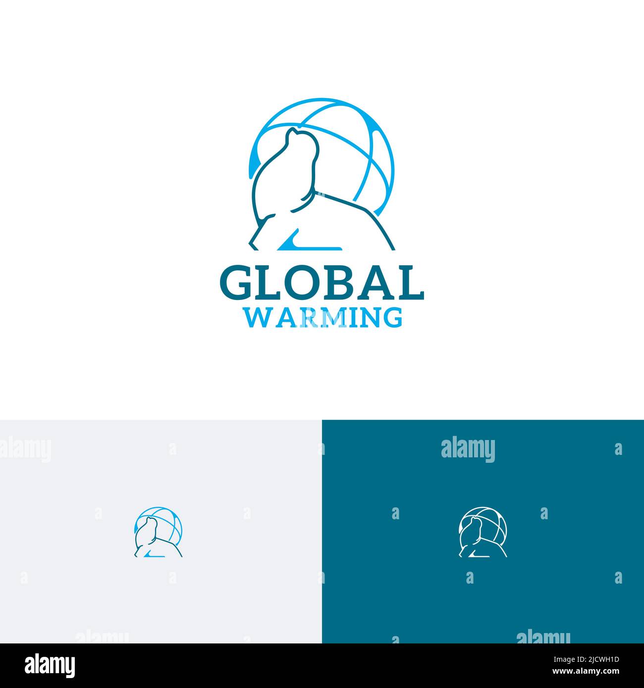 Morse Animal Pole faune Terre planète réchauffement planétaire monoline logo Illustration de Vecteur