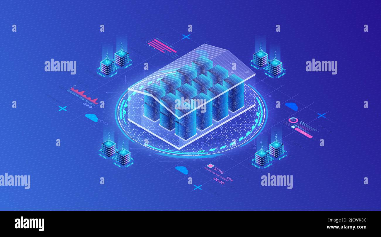 Concept d'entrepôt de données - référentiel central d'informations numériques pouvant être analysées pour prendre des décisions d'affaires plus éclairées - 3D Illustration Banque D'Images