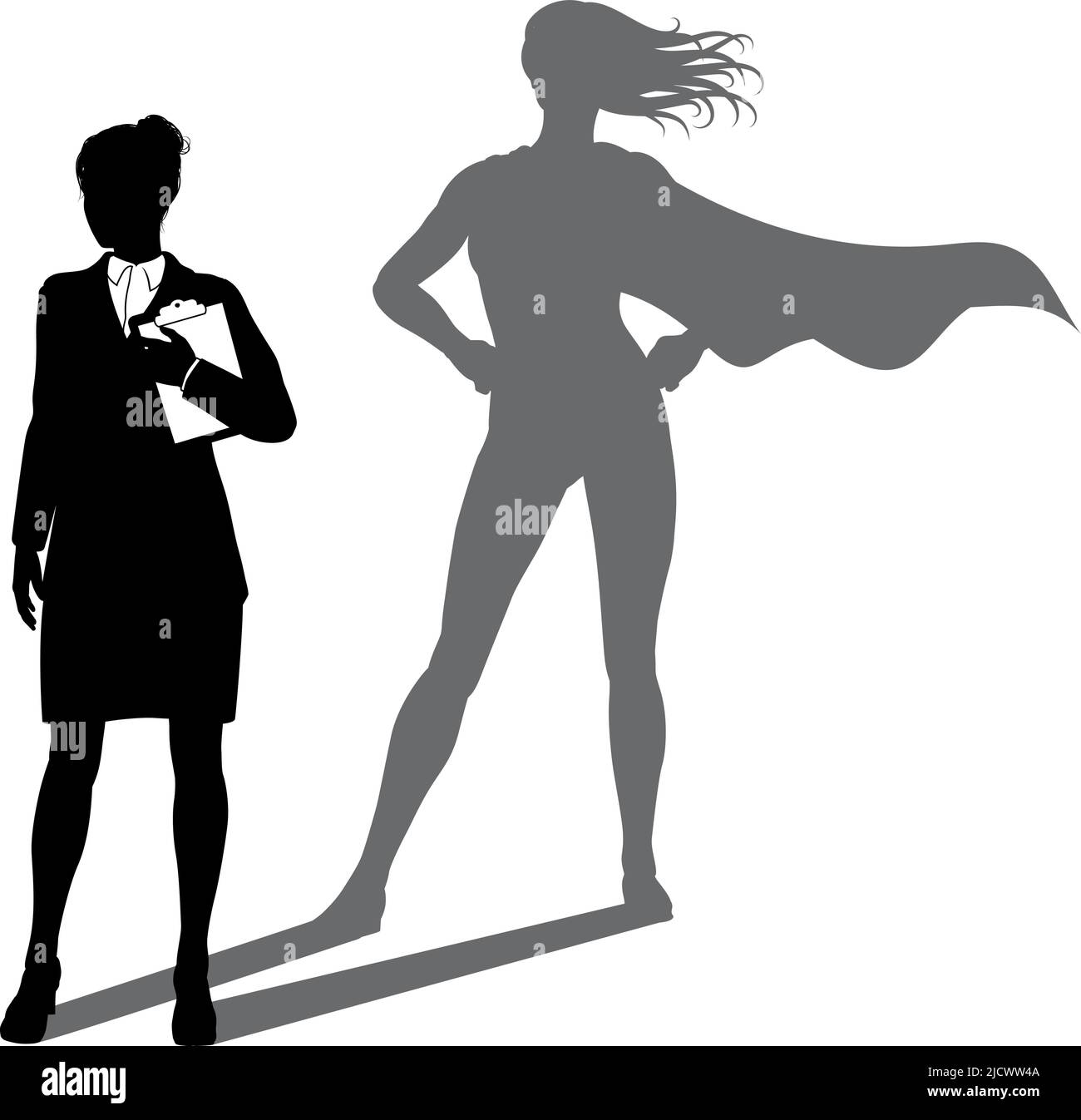 Super-héros Business Woman avec Super Hero Shadow Illustration de Vecteur