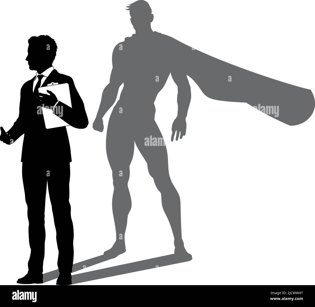 Super héros Business Man avec Super Hero Shadow Illustration de Vecteur