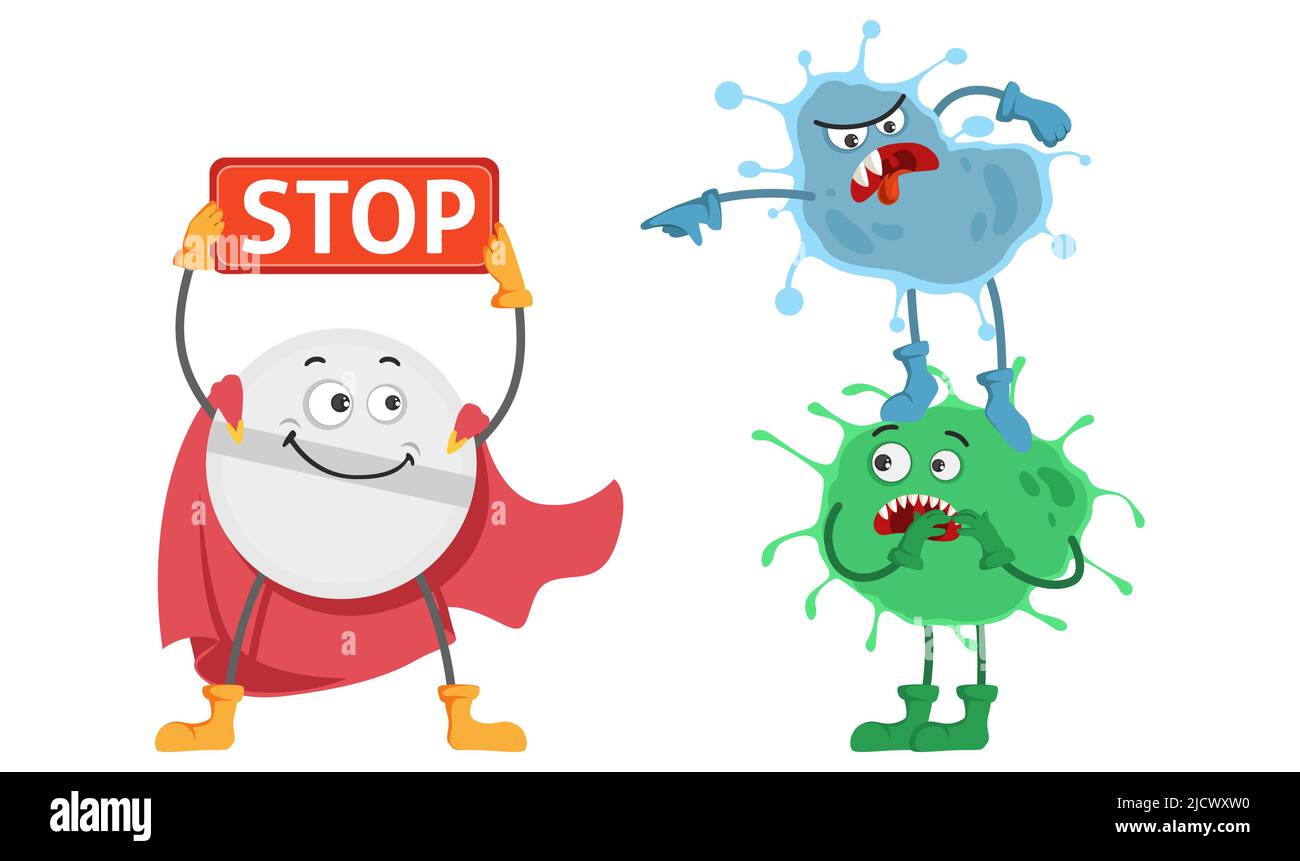 Illustration du vecteur de virus d'arrêt de la tablette Super HERO Illustration de Vecteur