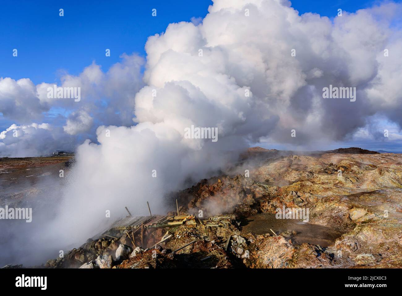 Feu n'Ice - île de l'erlebt vivant ! Eindrücke meiner Islandreise im August 2019.Hier das Hochtemperaturgebiet Gunnuhver auf der Halbinsel Reykjanes. Banque D'Images