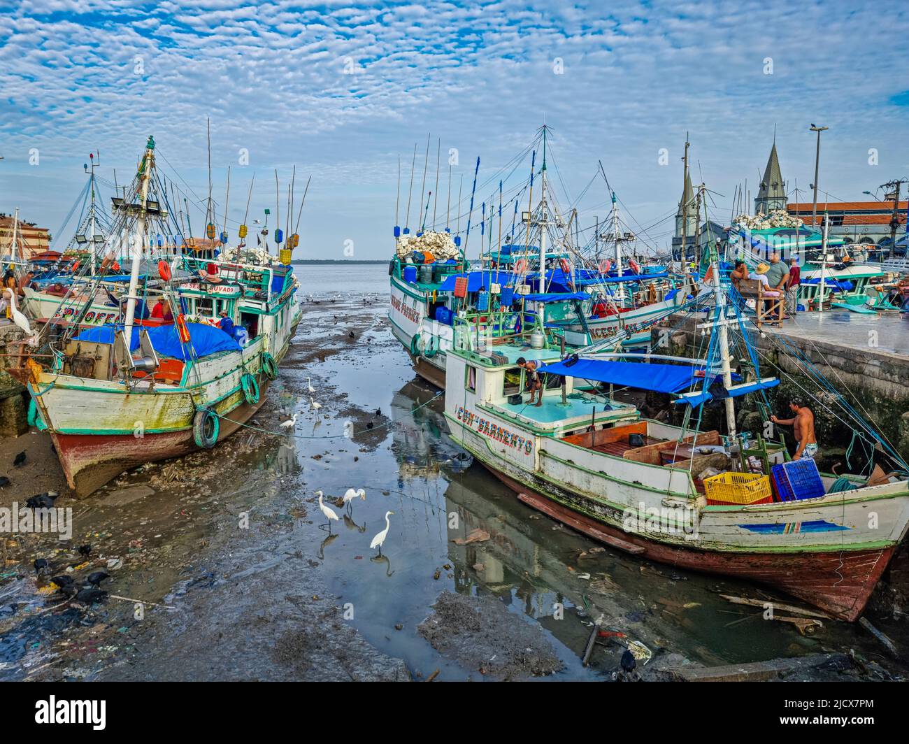 Bateaux de pêche dans la zone de marché de Belem, Brésil, Amérique du Sud Banque D'Images