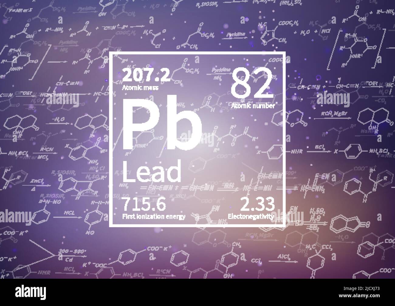 Élément chimique de plomb avec première énergie d'ionisation, masse atomique et valeurs d'électronégativité sur fond scientifique Illustration de Vecteur