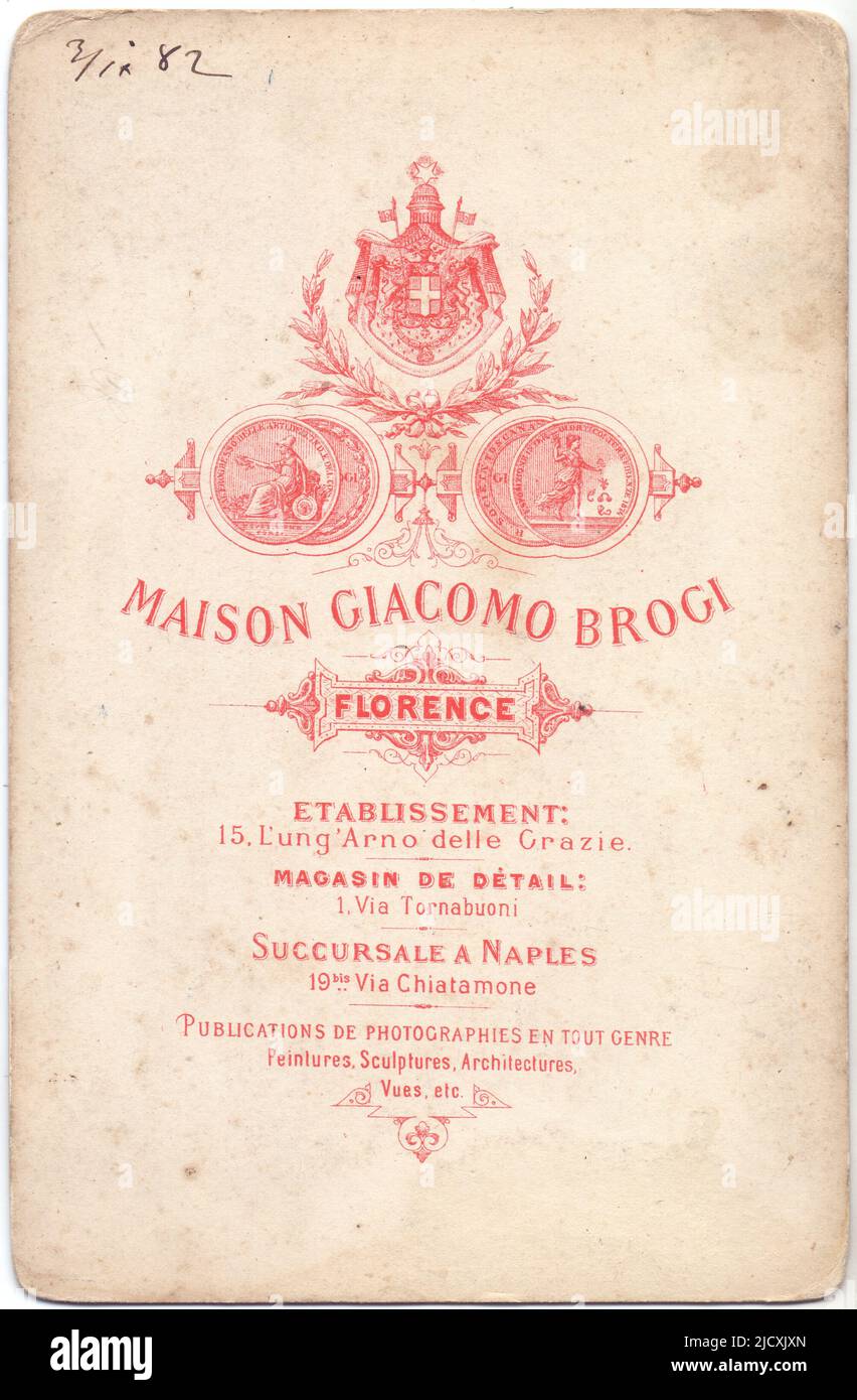 Photo antique vierge par le photographe Maison Giacomo Brogi. Florence. Italie. 1882. Banque D'Images