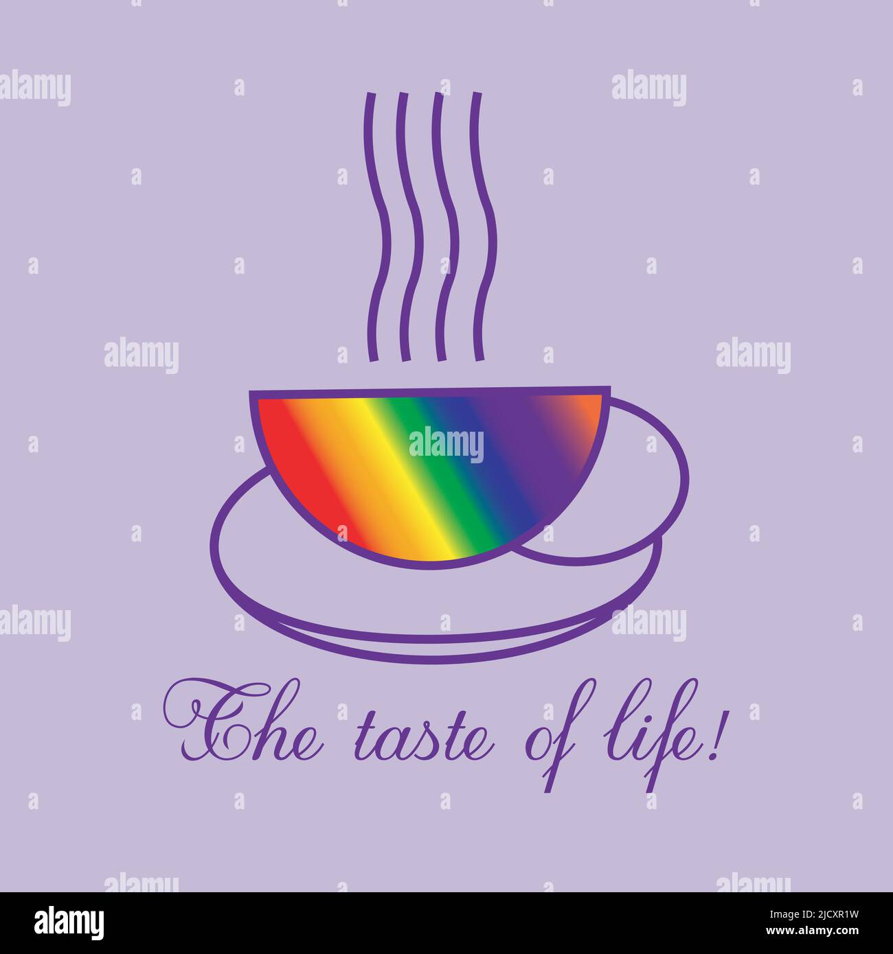 Une tasse de café avec un arc-en-ciel à l'intérieur - le goût de la vie! Illustration de Vecteur