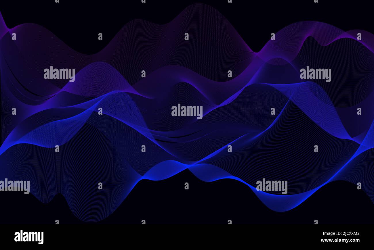 Arrière-plan abstrait de l'onde néon. Illustration stylisée utilisée pour les pages d'arrivée, les sites Web, les bannières, les affiches et les événements. Illustration de Vecteur