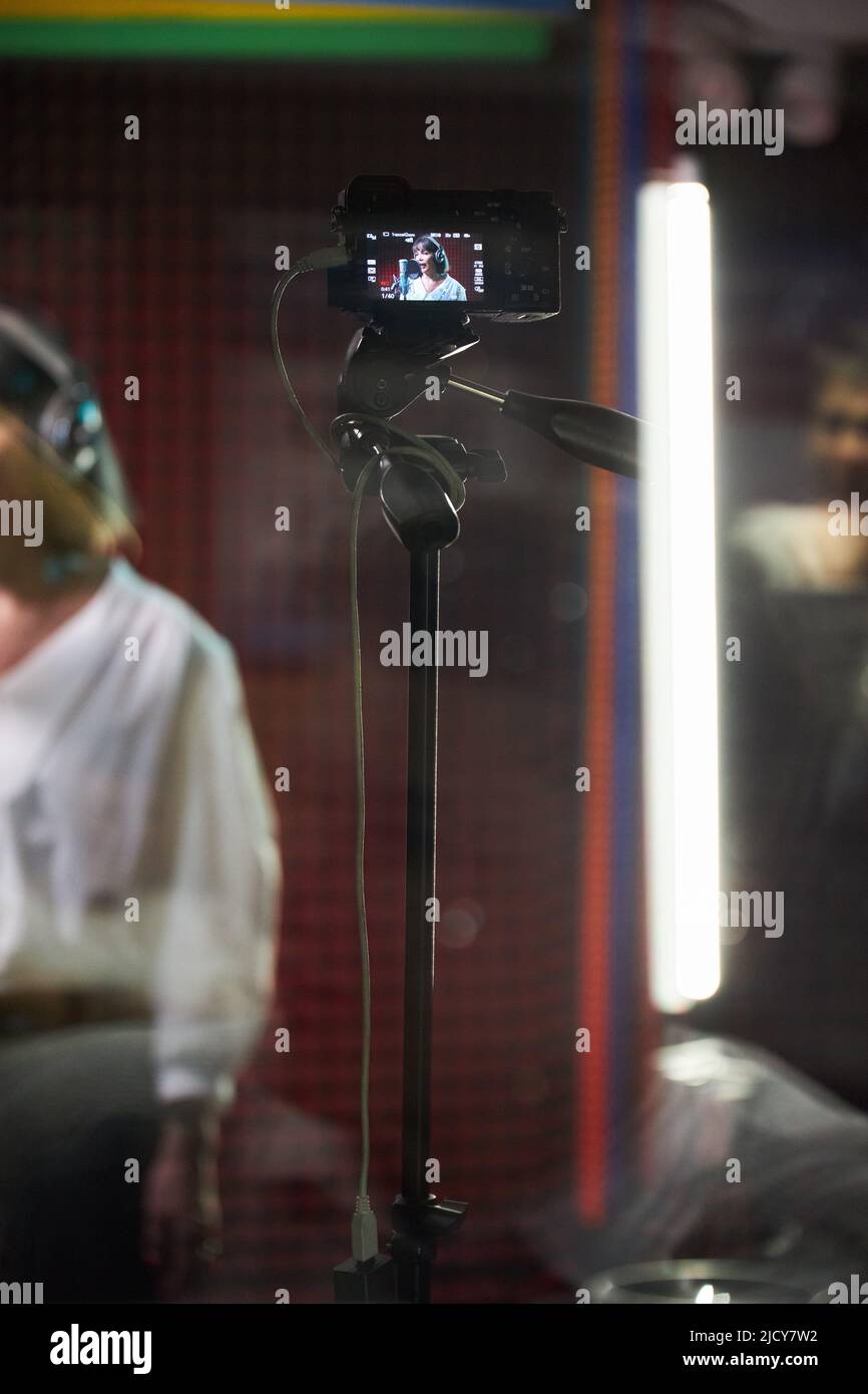 Photographie au studio d'enregistrement pendant le processus Banque D'Images