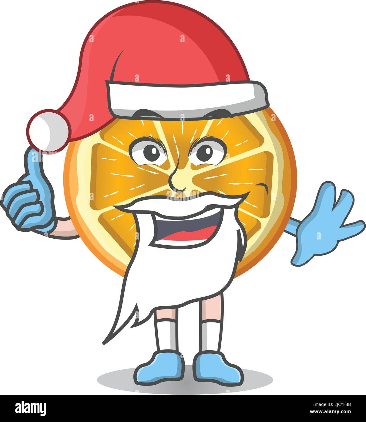 Une illustration de la mascotte de Slice OrangeFruit en costume de Santa Illustration de Vecteur