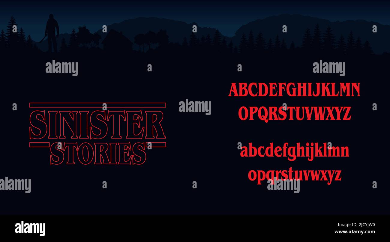 Halloween lettering, Sinister Stories Alphabet, Retro 80 lettres, Horror style ABC, effrayant titre de film Illustration de Vecteur