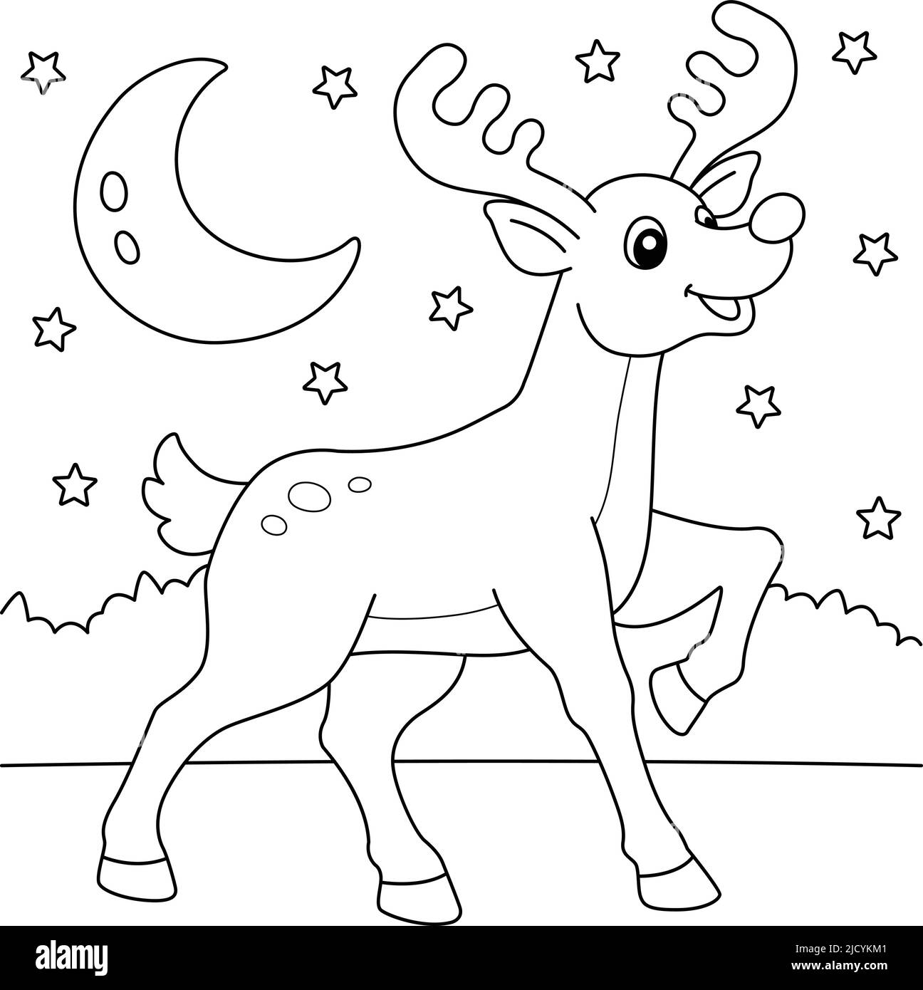 Page de coloriage du renne de Noël pour les enfants Image Vectorielle Stock Alamy