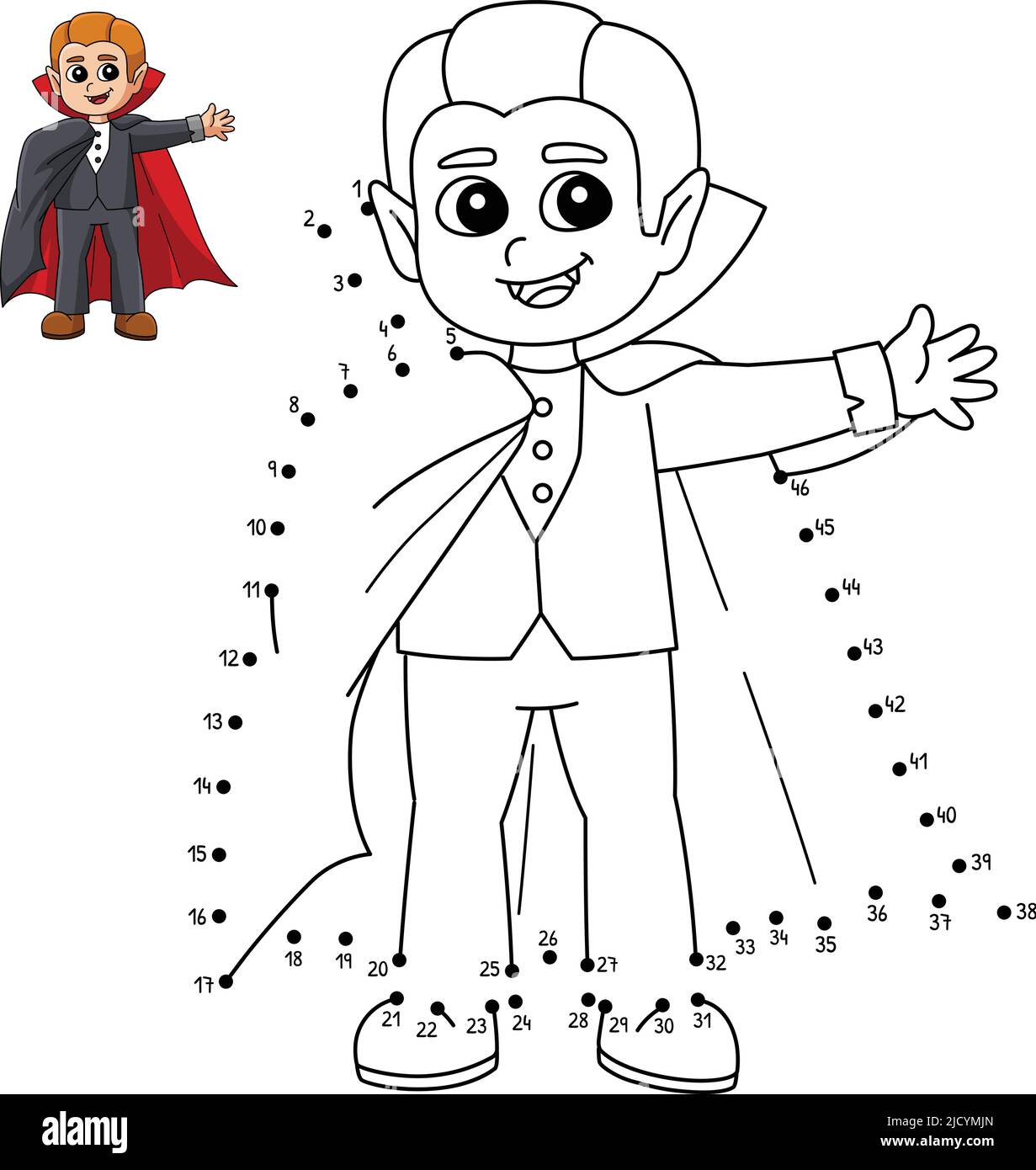 Vampire Halloween à pois coloration isolée Illustration de Vecteur