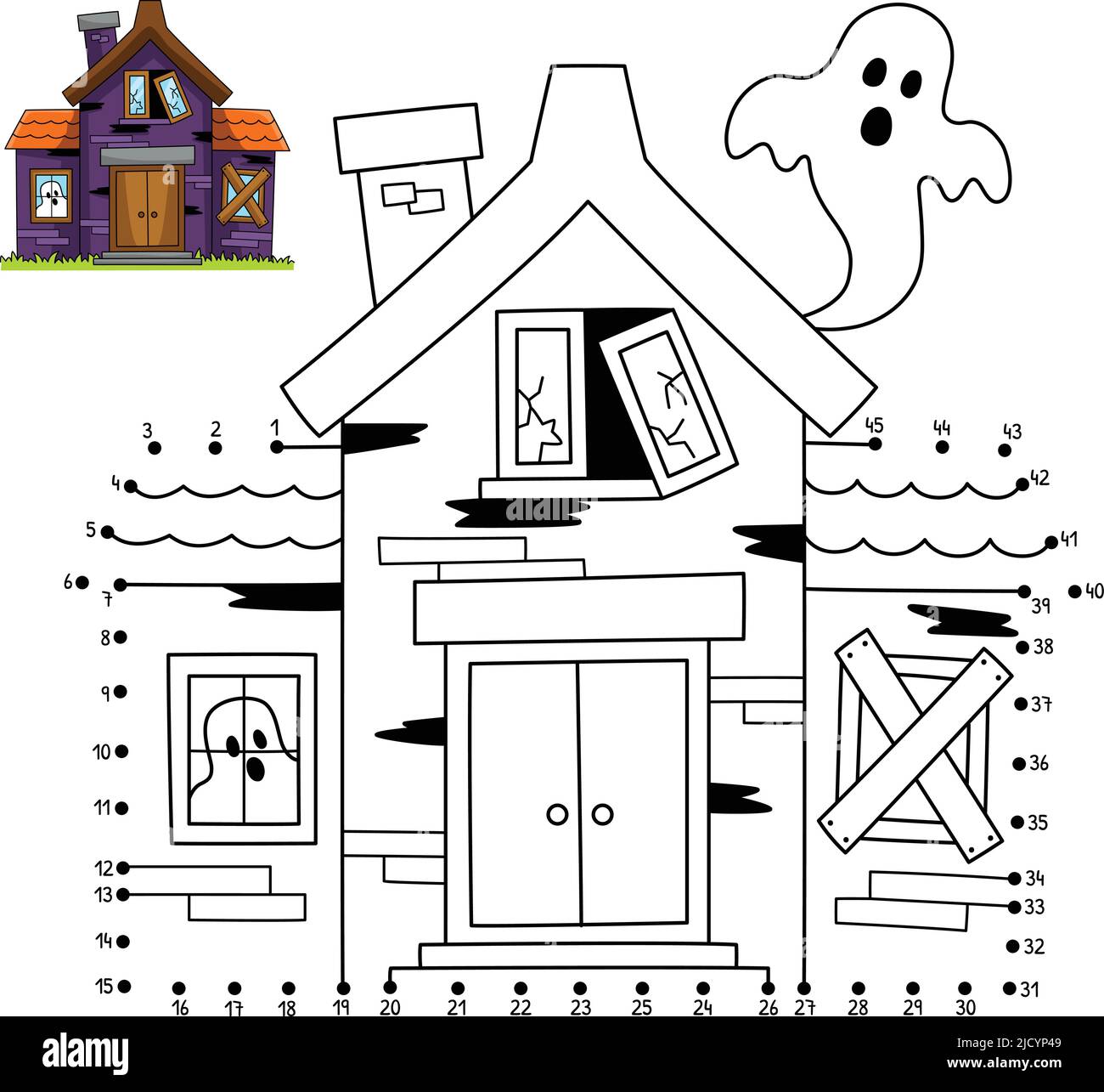 Maison hantée point à point Halloween isolée Illustration de Vecteur