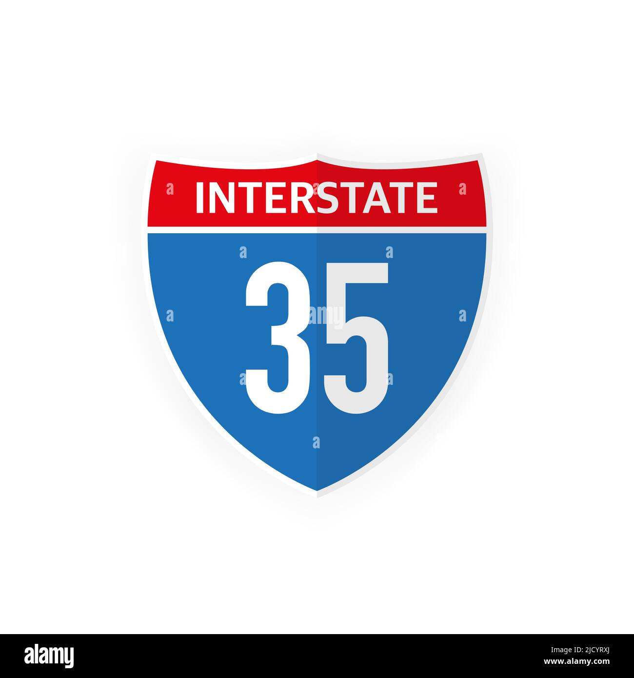 Icône du panneau routier de l'Interstate Highway 35 isolée sur fond blanc. Illustration vectorielle. Illustration de Vecteur