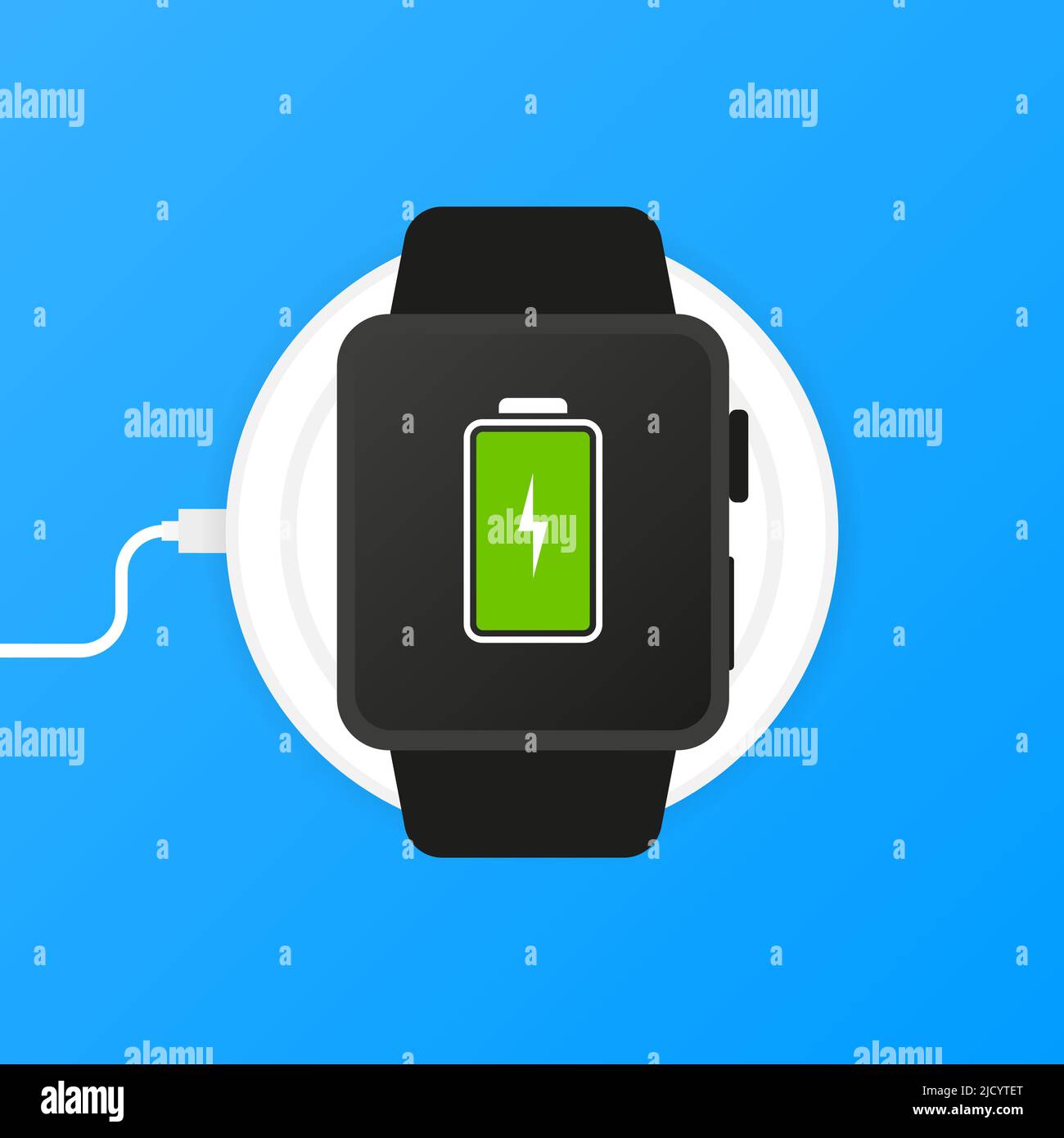Chargement du téléphone, icône plate isolée sur fond bleu. Conception d'arrière-plan de concept. Illustration de Vecteur