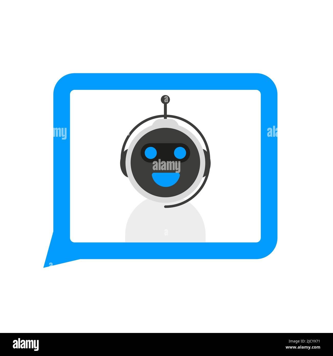 Chatbot Icon concept, chat bot ou chatterbot. Assistance virtuelle robot d'un site Web ou d'applications mobiles Illustration de Vecteur