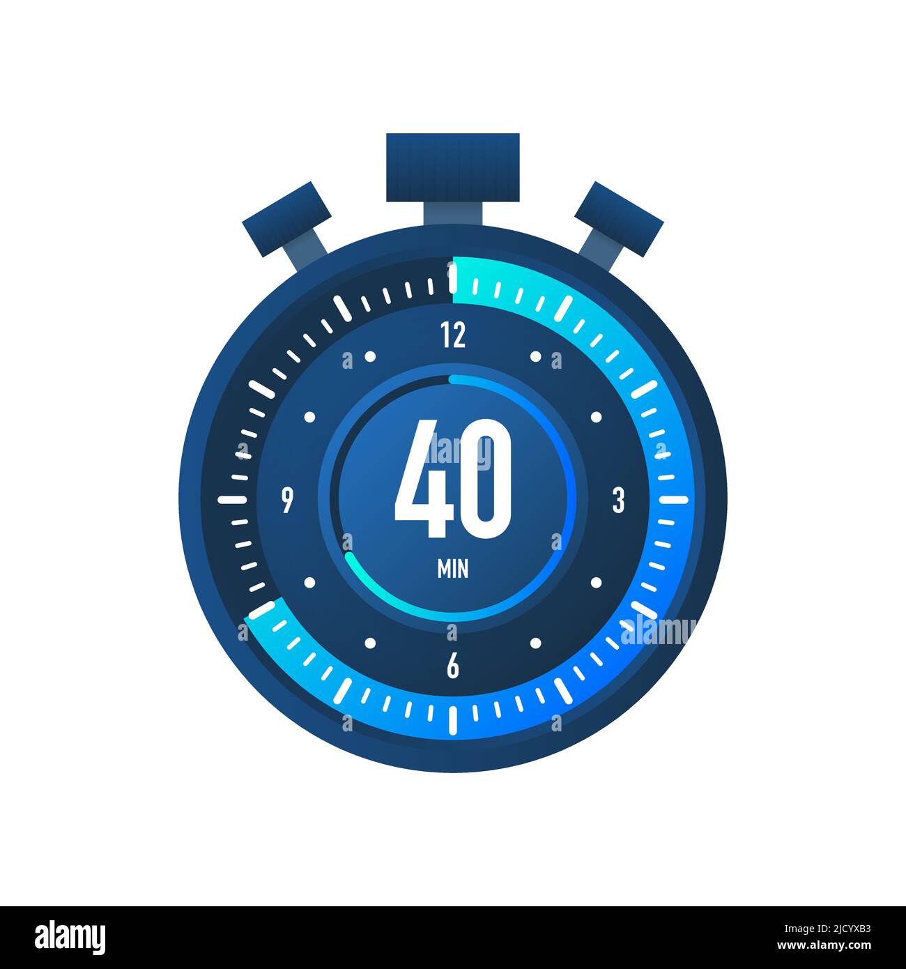 L'icône de vecteur chronomètre de 40 minutes. Icône de chronomètre de style plat sur fond blanc. Illustration du stock vectoriel. Illustration de Vecteur