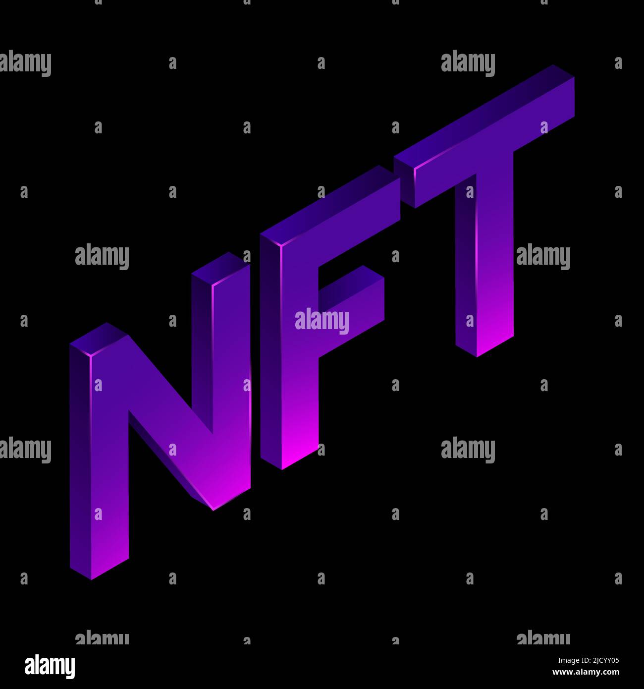 Logo NFT 3D. Elément graphique isolé sur fond noir. Illustration vectorielle Illustration de Vecteur