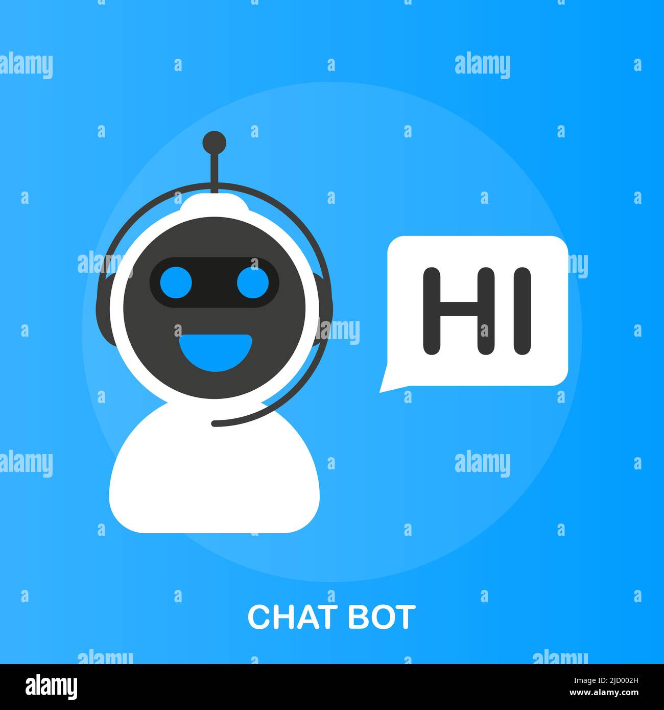 Chatbot Icon concept, chat bot ou chatterbot. Assistance virtuelle robot d'un site Web ou d'applications mobiles. Illustration de Vecteur