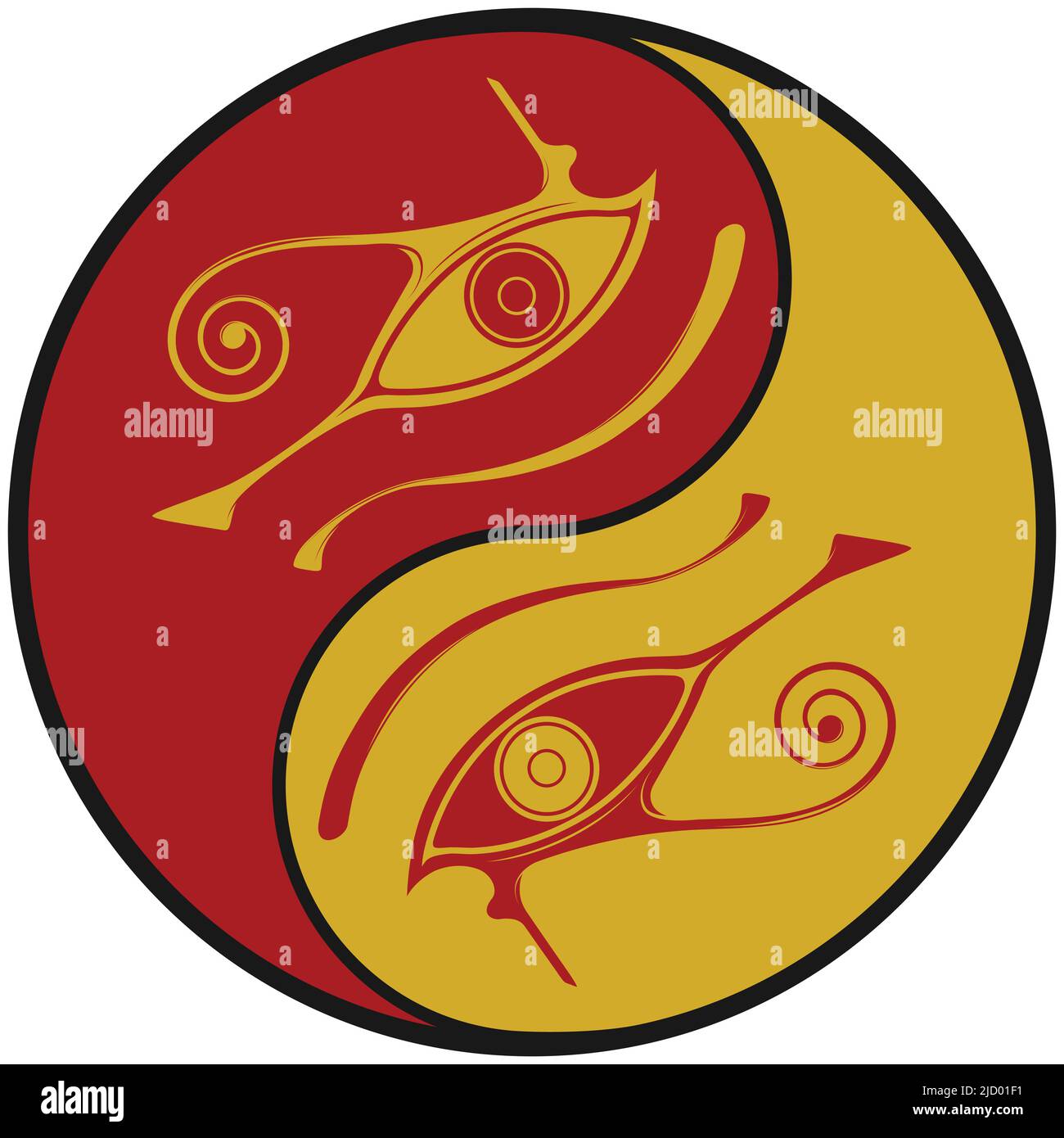 Dessin vectoriel de l'œil d'Horus à l'intérieur du symbole Yin Yang Illustration de Vecteur